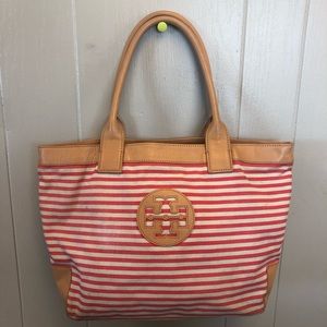 ☀️⛱Tory Burch Canvas Striped Tote⛱☀️